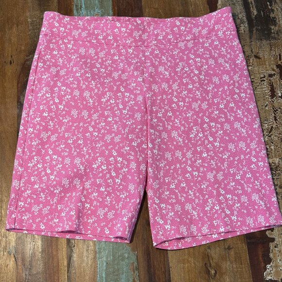 Counterparts Pink Floral Super Stretch Slimming Sensation Pull On Short Size PXL - Picture 1 of 9